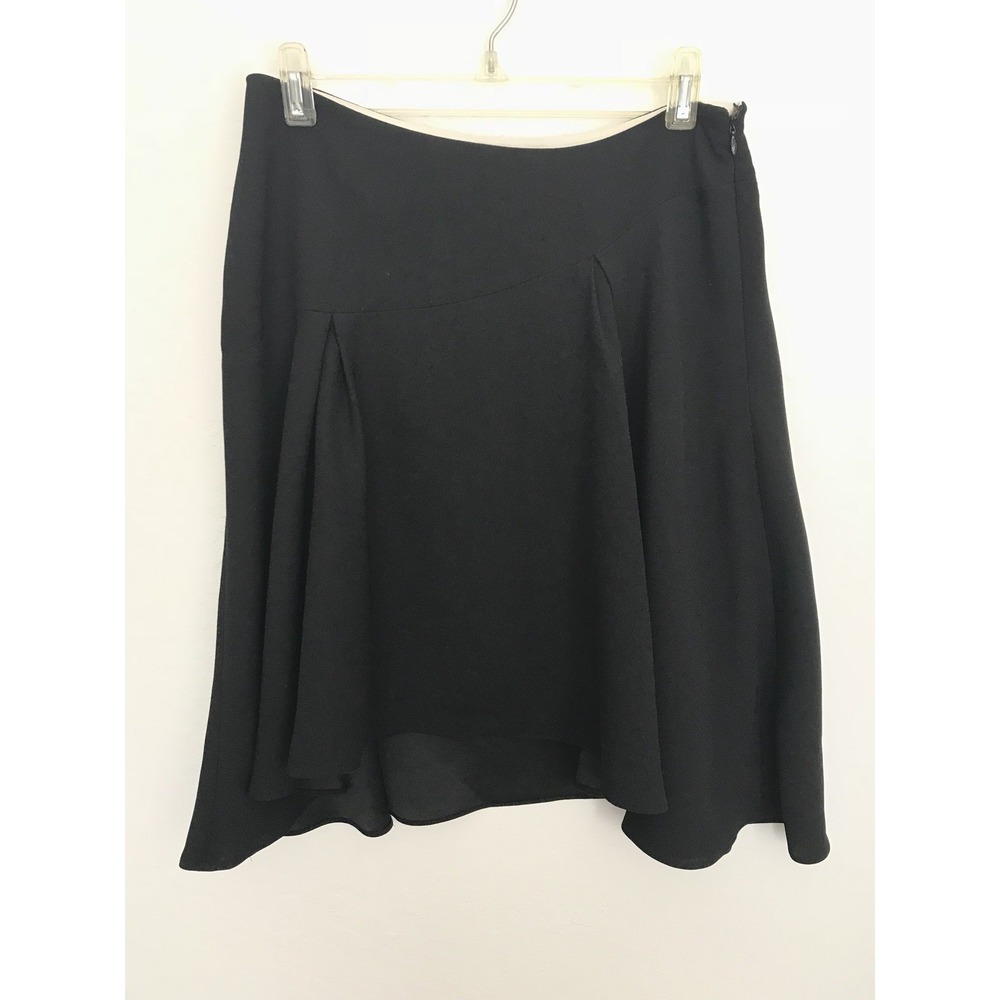 Vince Camuto Womens Skirt Fluted Hem Sz 2 Pleated Hidden Side Zipper Black